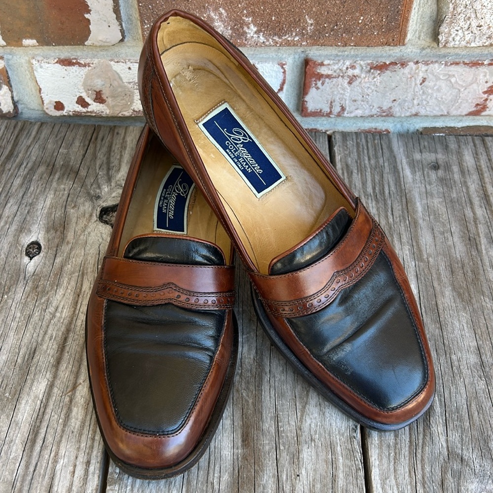 Vintage Bragano by Cole Haan Two-Tone Leather Loafers Made in Italy size 8.5 -